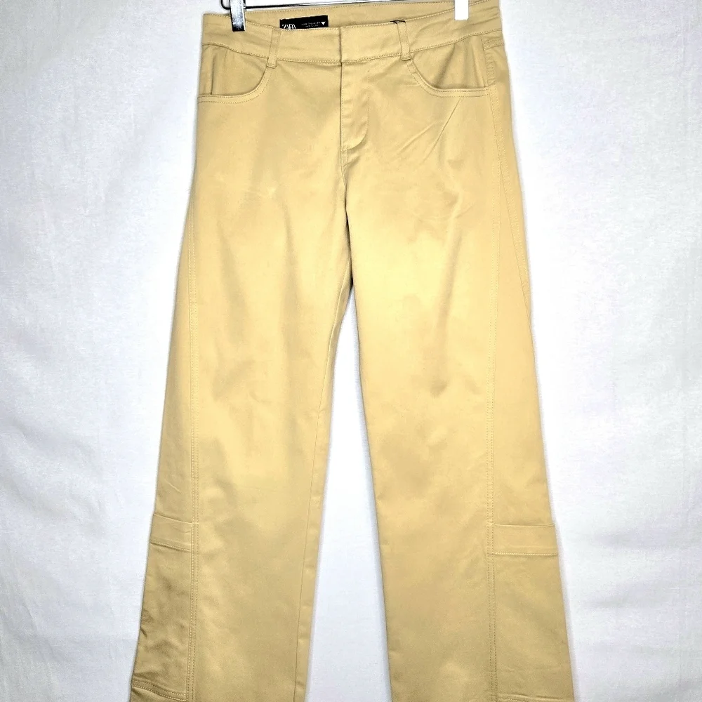 Zara Pants, Khaki, Leg pocket, Size Small/tall.